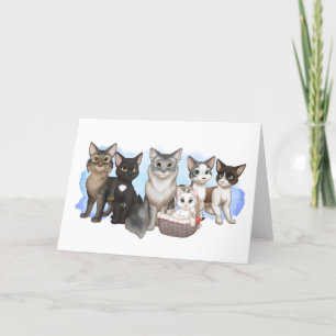 Katzen und Crew Grußkarte 5" x 7" Feiertagskarte