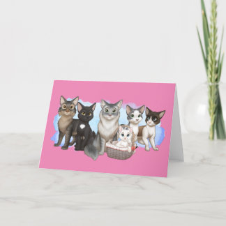 Katzen und Crew Grußkarte 5" x 7" Feiertagskarte