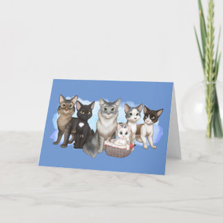 Katzen und Crew Grußkarte 5" x 7" Feiertagskarte
