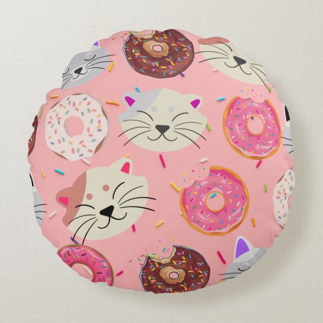 Katzen und Donuts Kissen (Vorderseite)