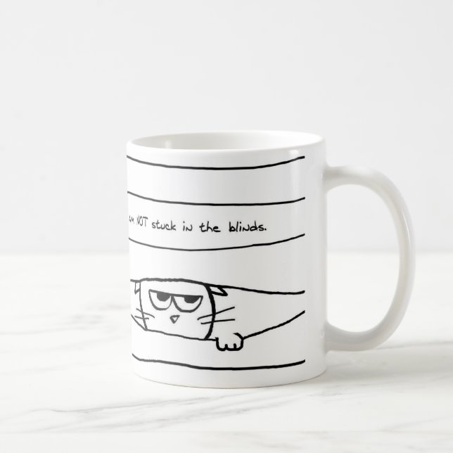 Katzen und Fenstervorhänge - lustige Kaffeetasse (Rechts)