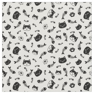 Katzen und Fischbein Stoff