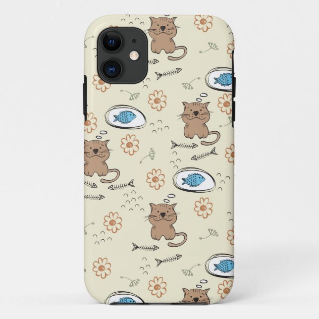 Katzen- und Fischmuster Case-Mate iPhone Hülle (Rückseite)