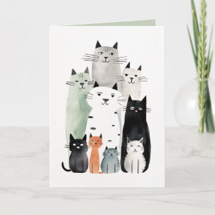 Katzen und Freunde Wasserfarbe Gouache Illustratio Einladung
