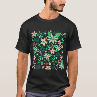 Katzen- und Frühlingsblumen T-Shirt