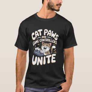 Katzen und Gamecontroller vereinen Pun-Katzen und T-Shirt