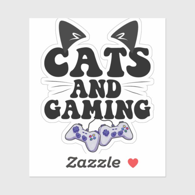 Katzen und Gaming Funny Cat Pet Lover Gaming Gesch Aufkleber (Blatt)