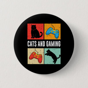 Katzen und Gaming für den Katzenliebhaber Gamer Vi Button