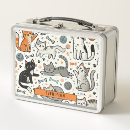 Katzen und Garne für personalisierte Kinder Metall Brotdose