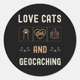 Katzen und Geocaching Kätzchen Haustiere Männer Fr Runder Aufkleber