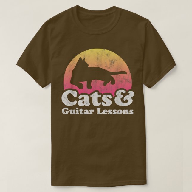 Katzen und Gitarrenunterricht Katzen- und Gitarren T-Shirt (Design vorne)