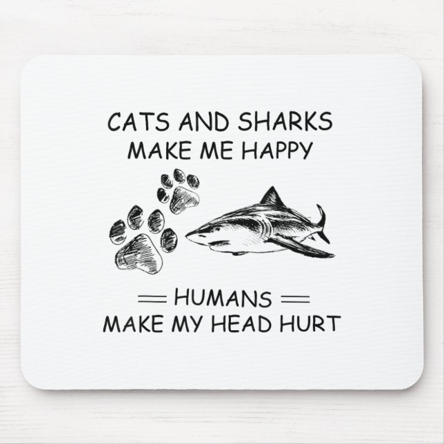 Katzen und Haie machen mich glücklich Menschen mac Mousepad (Vorne)