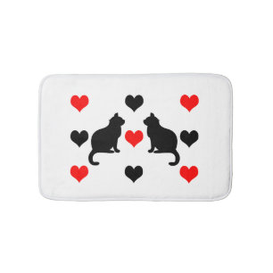 Katzen und Herz-Muster Badematte