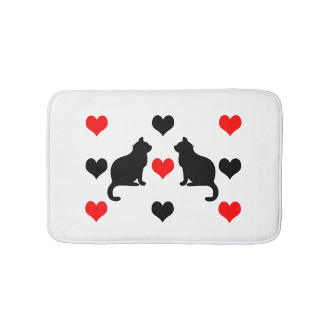 Katzen und Herz-Muster Badematte (Vorderseite)