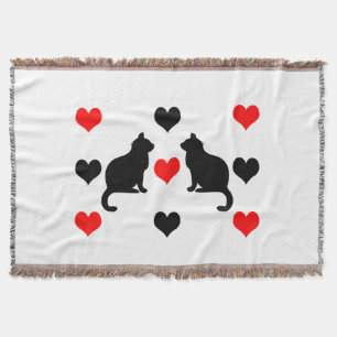 Katzen und Herz-Muster Decke