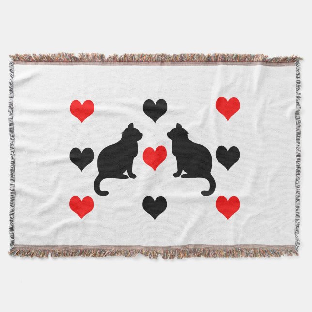 Katzen und Herz-Muster Decke (Vorderseite)