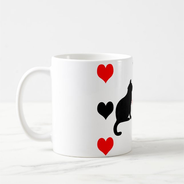 Katzen und Herz-Muster Kaffeetasse (Links)