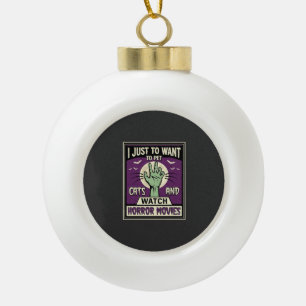 Katzen und Horrorfilme Halloween-Design Keramik Kugel-Ornament