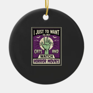 Katzen und Horrorfilme Halloween-Design Keramik Ornament