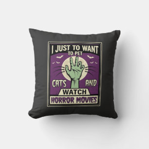 Katzen und Horrorfilme Halloween-Design Kissen