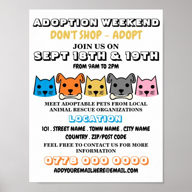 Katzen und Hunde, Adoption von Haustieren Poster (Vorne)