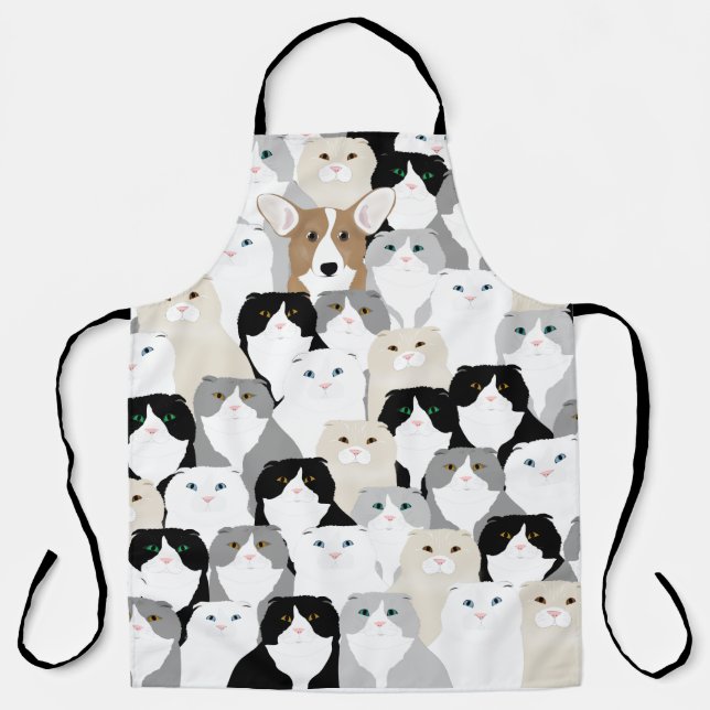 Katzen und Hunde Allover Print Schürze (Vorderseite)