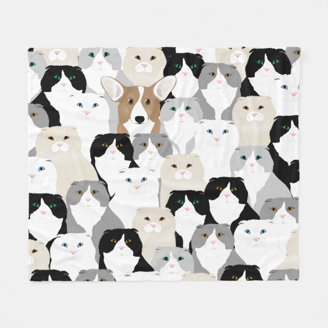 Katzen und Hunde Fleece Blanket (Vorderseite (Horizontal))