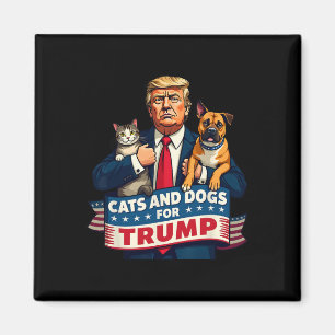 Katzen und Hunde für Trump 2024 Kätzchen und Hunde Magnet