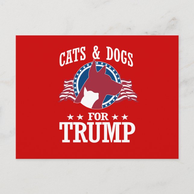 KATZEN UND HUNDE FÜR TRUMP POSTKARTE (Vorderseite)