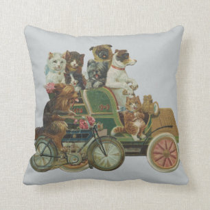 Katzen und Hunde Louis Wain im antiken Auto Kissen