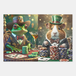 Katzen und Hunde Poker spielen, Salon Geschenkpapier Set