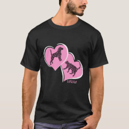 Katzen und Hunde Silhouetten in rosa Herzen - auf  T-Shirt