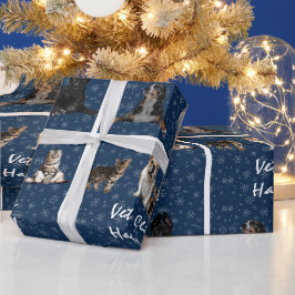 Katzen und Hunde Tierarzt auf blau Geschenkpapier