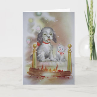 Katzen-und Hundeweihnachten Feiertagskarte