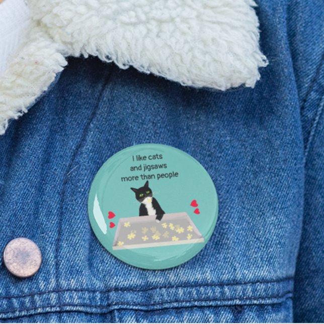 Katzen und Jigsägen mehr als Leute Katzenpuzzle-Fa Button (Von Creator hochgeladen)