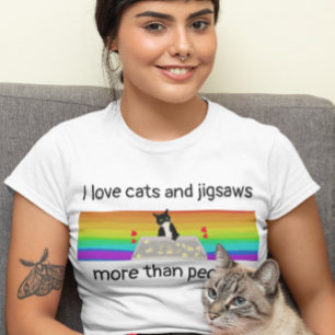 Katzen und Jigsägen mehr als Leute rätseln Spaß T-Shirt