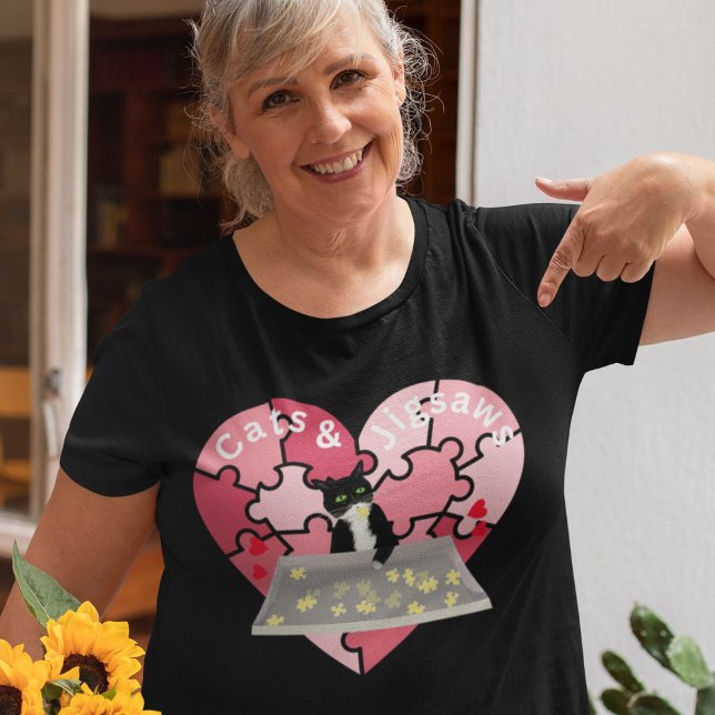 Katzen und Jigsäws-Puzzleber T-Shirt (Cats and Jigsaws)
