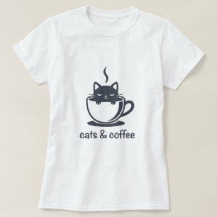 Katzen und Kaffee Noir Feline Kaffeetasse T-Shirt