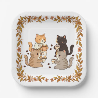 Katzen und Kaffee Pappteller