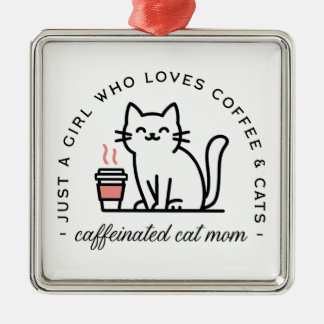 Katzen- und Kaffeeliebhaber-Mädchen-Ästhetik Ornament Aus Metall