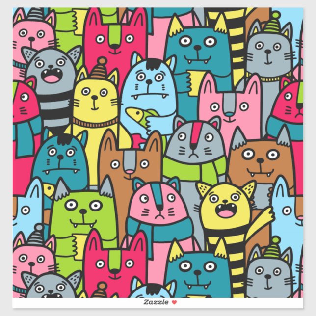 Katzen und Kätzchen Aufkleber (Blatt)