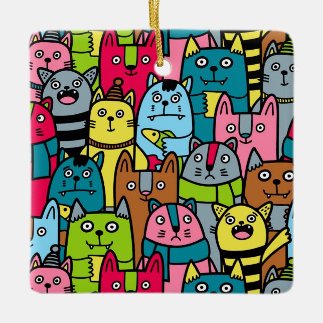 Katzen und Kätzchen Keramikornament (Vorderseite)