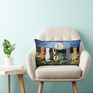 Katzen und Kätzchen Mond Designer Kunst Kissen
