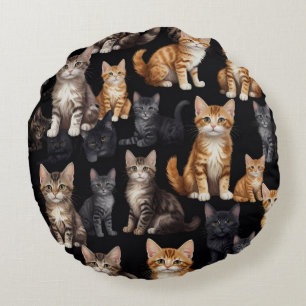 Katzen und Kätzchen Rundes Kissen