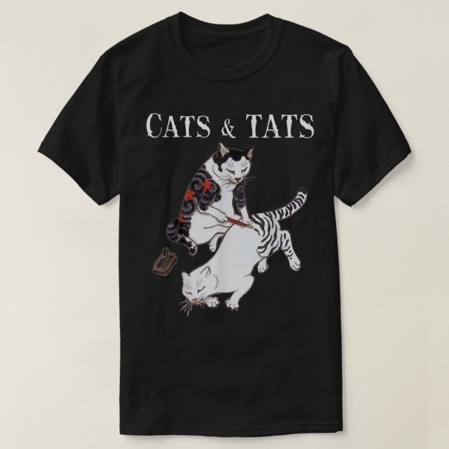 Katzen und Katzen Tätowierlover T-Shirt (Design vorne)