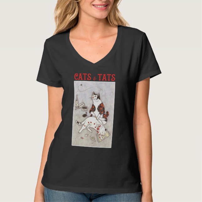 Katzen und Katzen Tattoo Katzen & Tzen 2 T-Shirt (Vorderseite)
