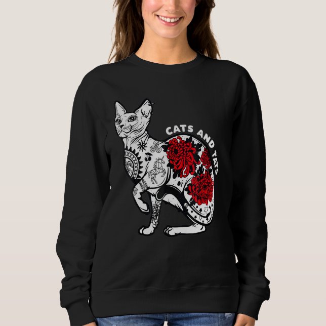 Katzen und Katzen Tattoos T-Shirt Kitten Tattoos Sweatshirt (Vorderseite)