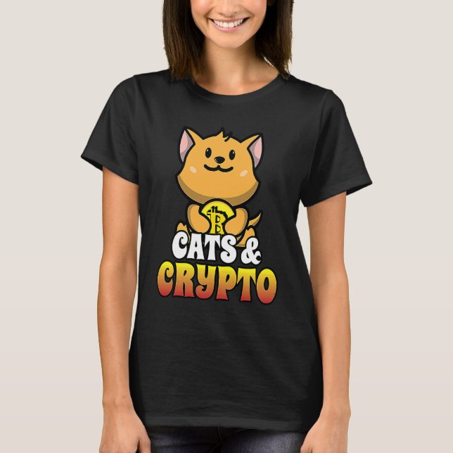 Katzen Und Krypto Kryptowährung Blockchain Händler T-Shirt (Vorderseite)