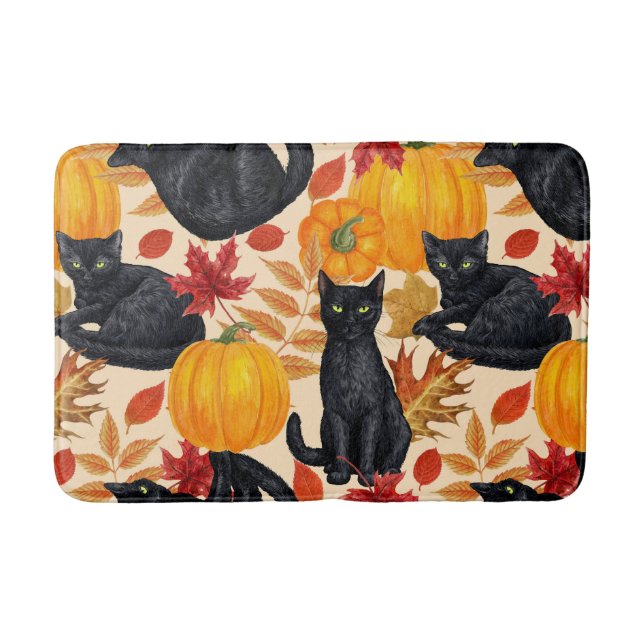 Katzen und Kürbis Badematte (Vorderseite)