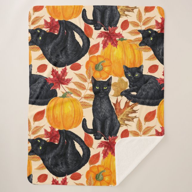 Katzen und Kürbis Sherpadecke (Vorderseite)